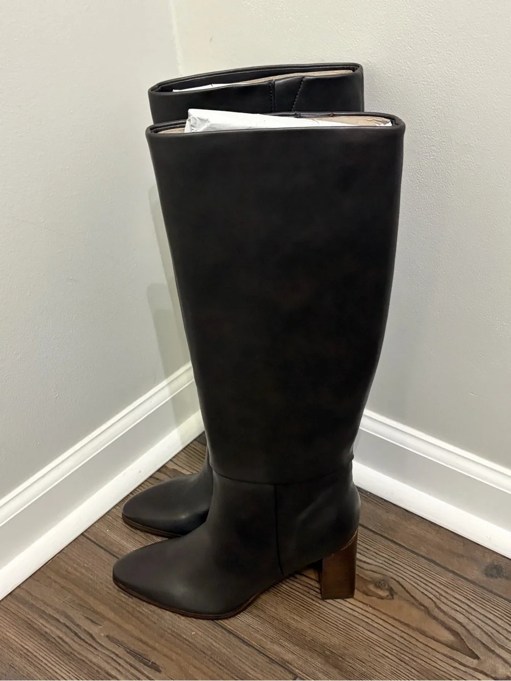 Calvin Klein Women's Over-the-Knee Leather Boots in Dark Brown